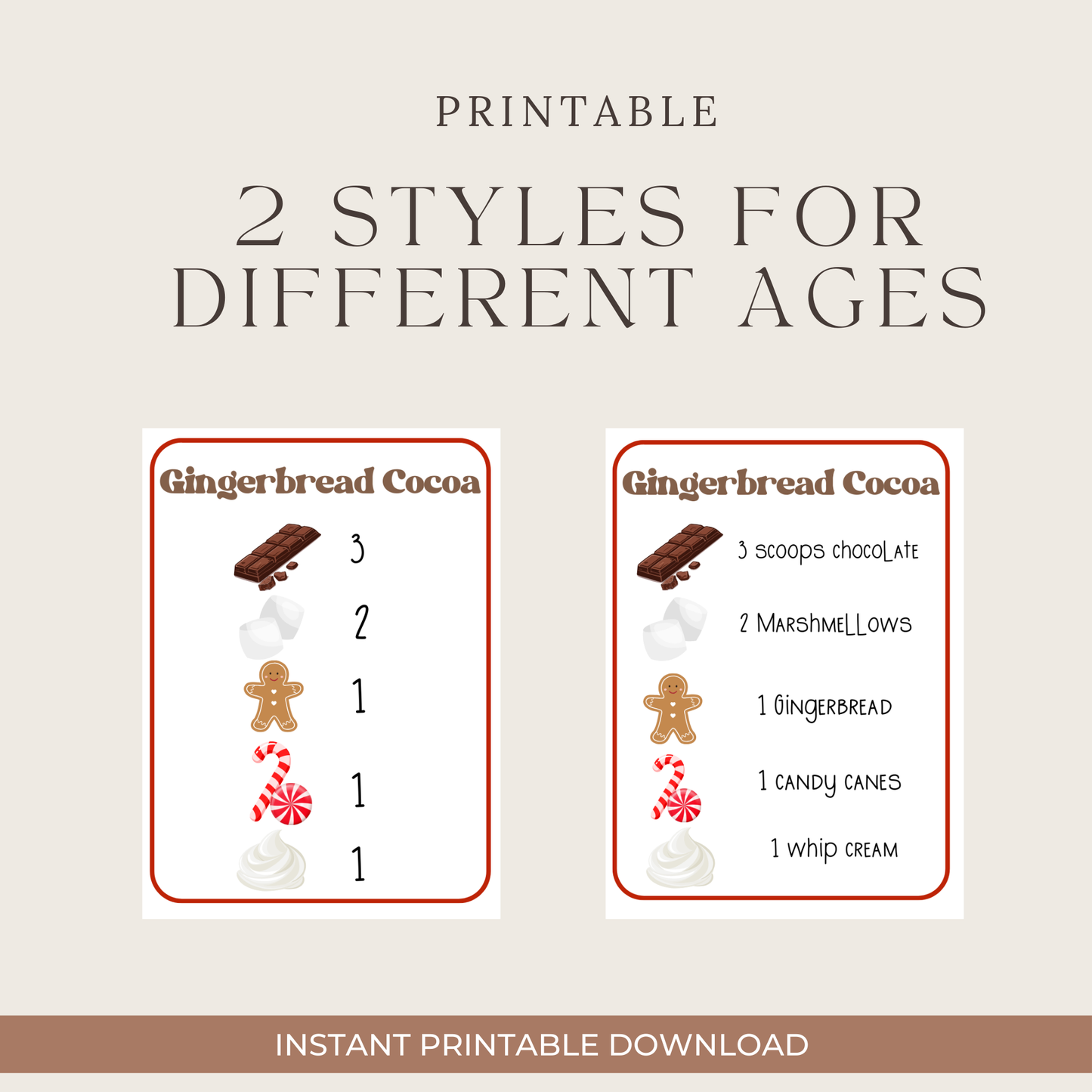 Hot Cocoa Recipe Cards