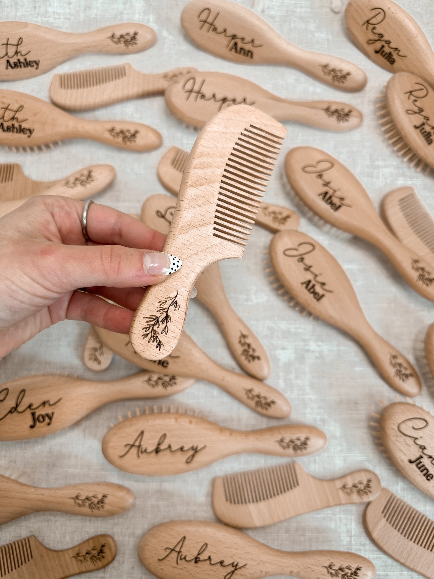 Personalized Wooden Hair Brush Set