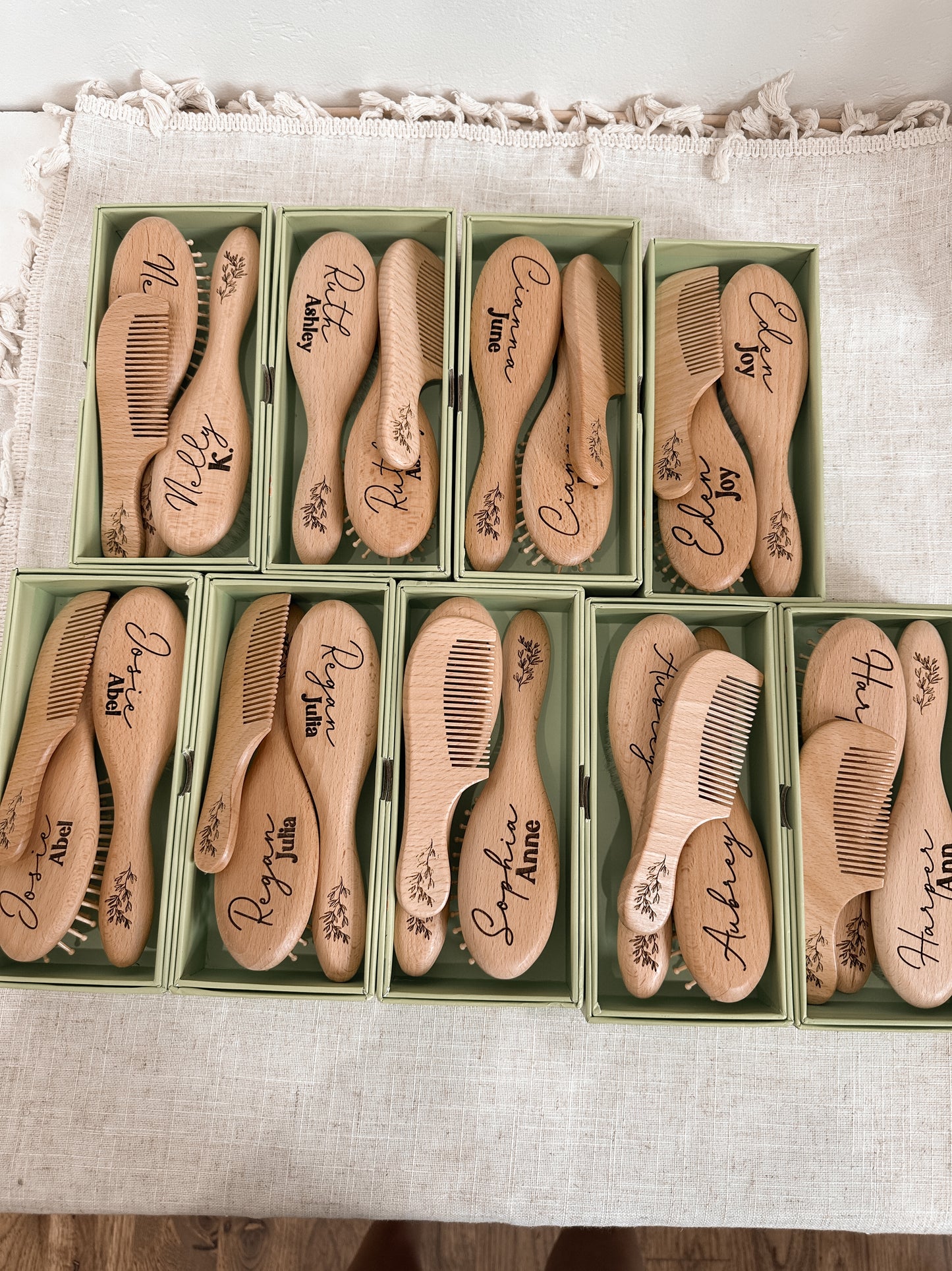 Personalized Wooden Hair Brush Set