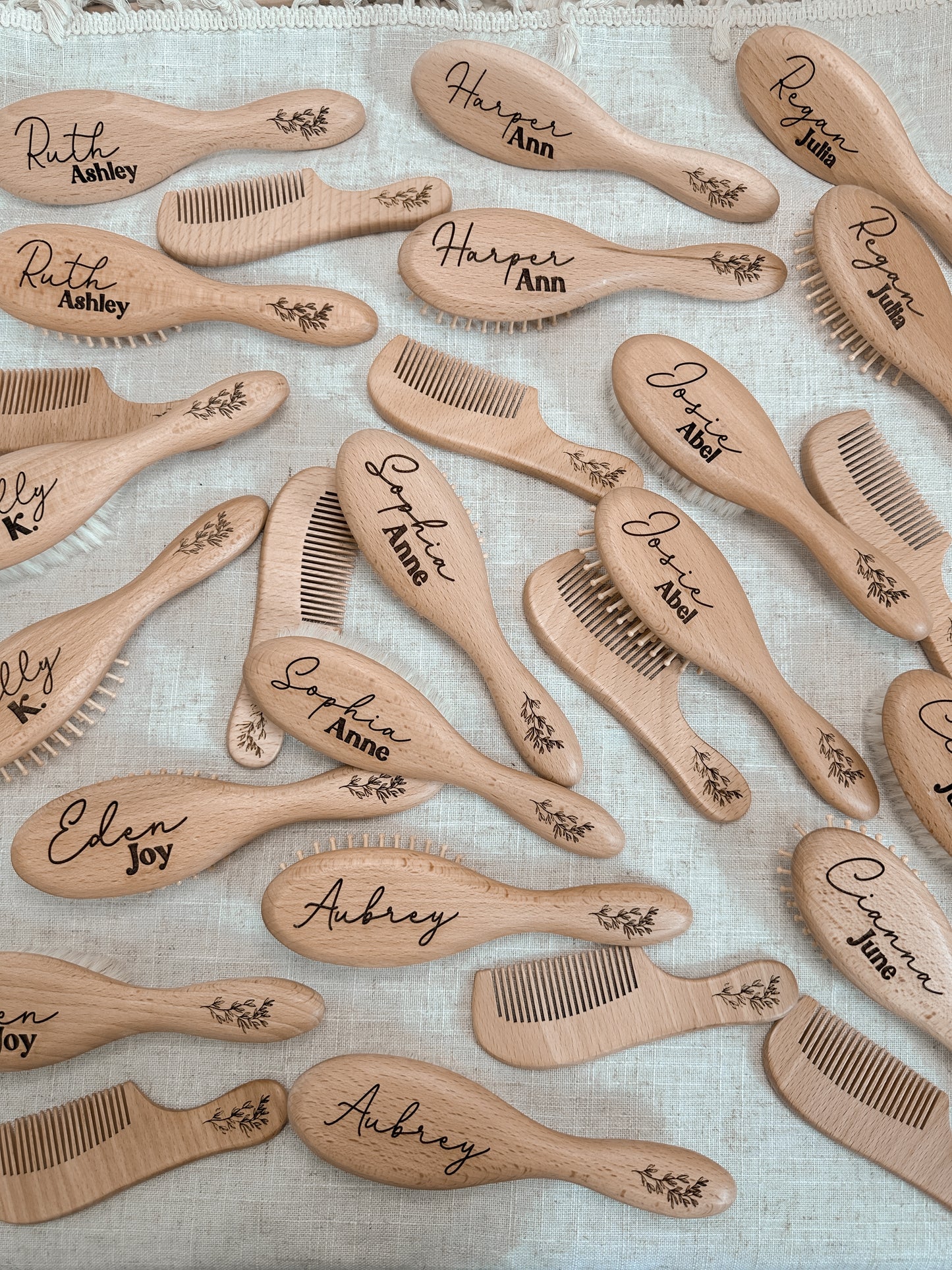 Personalized Wooden Hair Brush Set