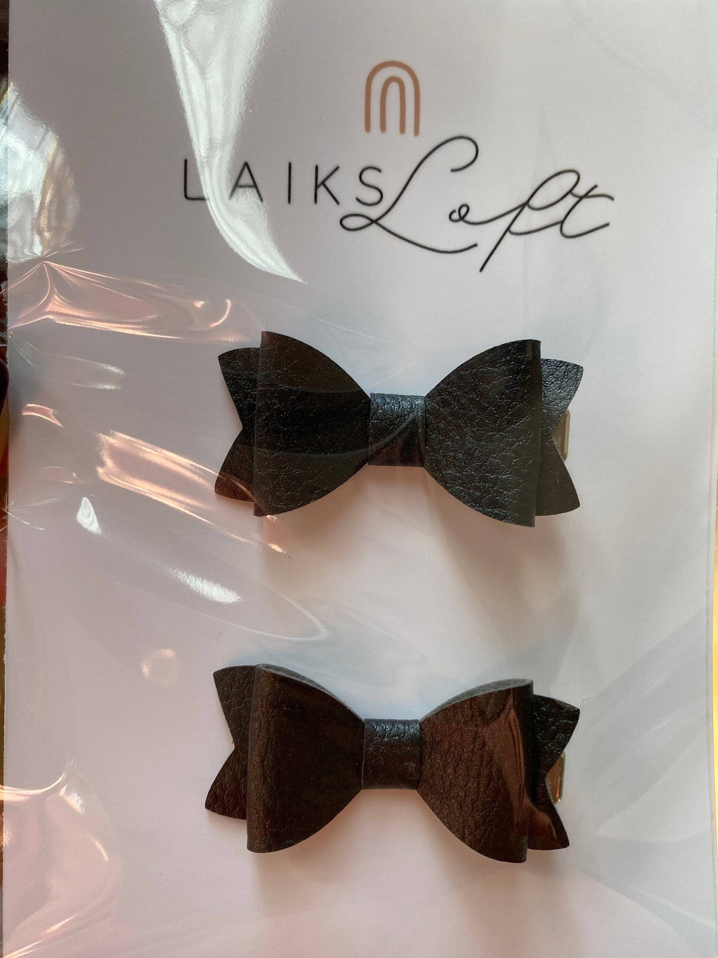 Small Black Leather Bows