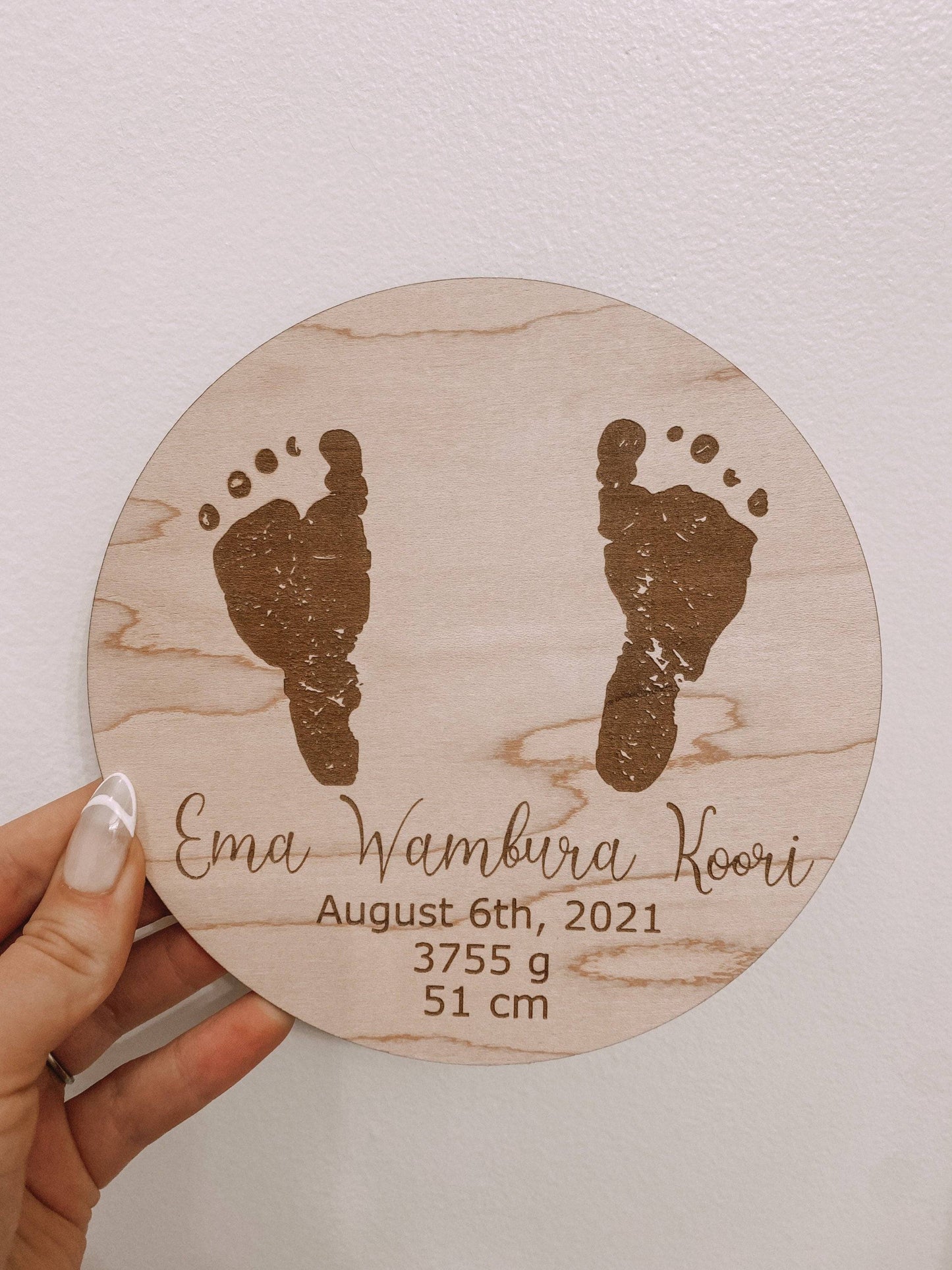 Baby Footprint Sign - Nursery Decor - Custom Baby Sign