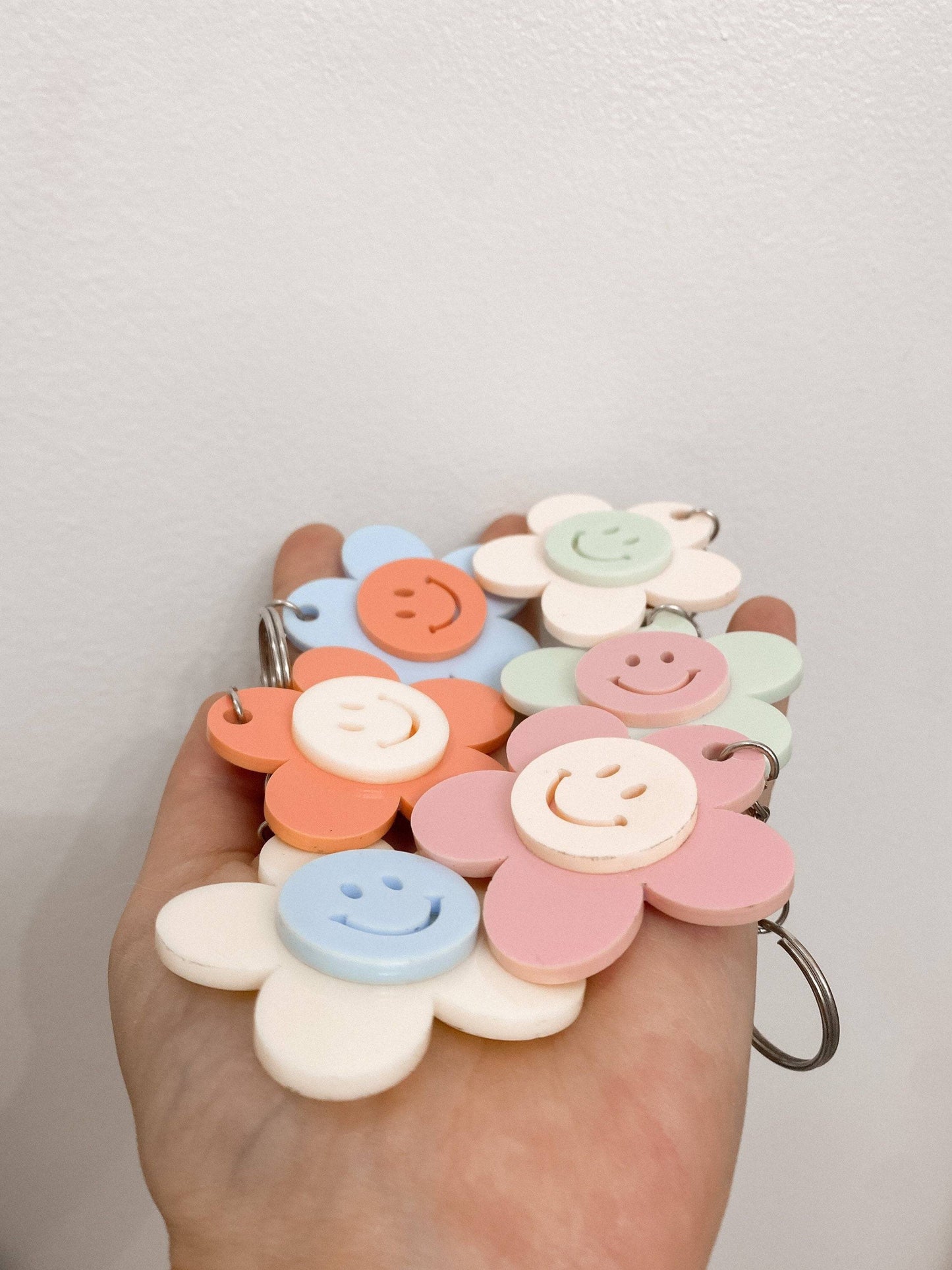 Smiley Flower Keychain Fob