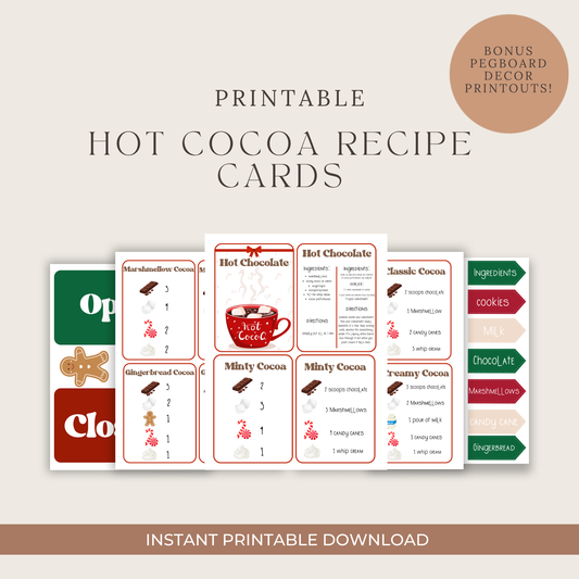 Hot Cocoa Recipe Cards