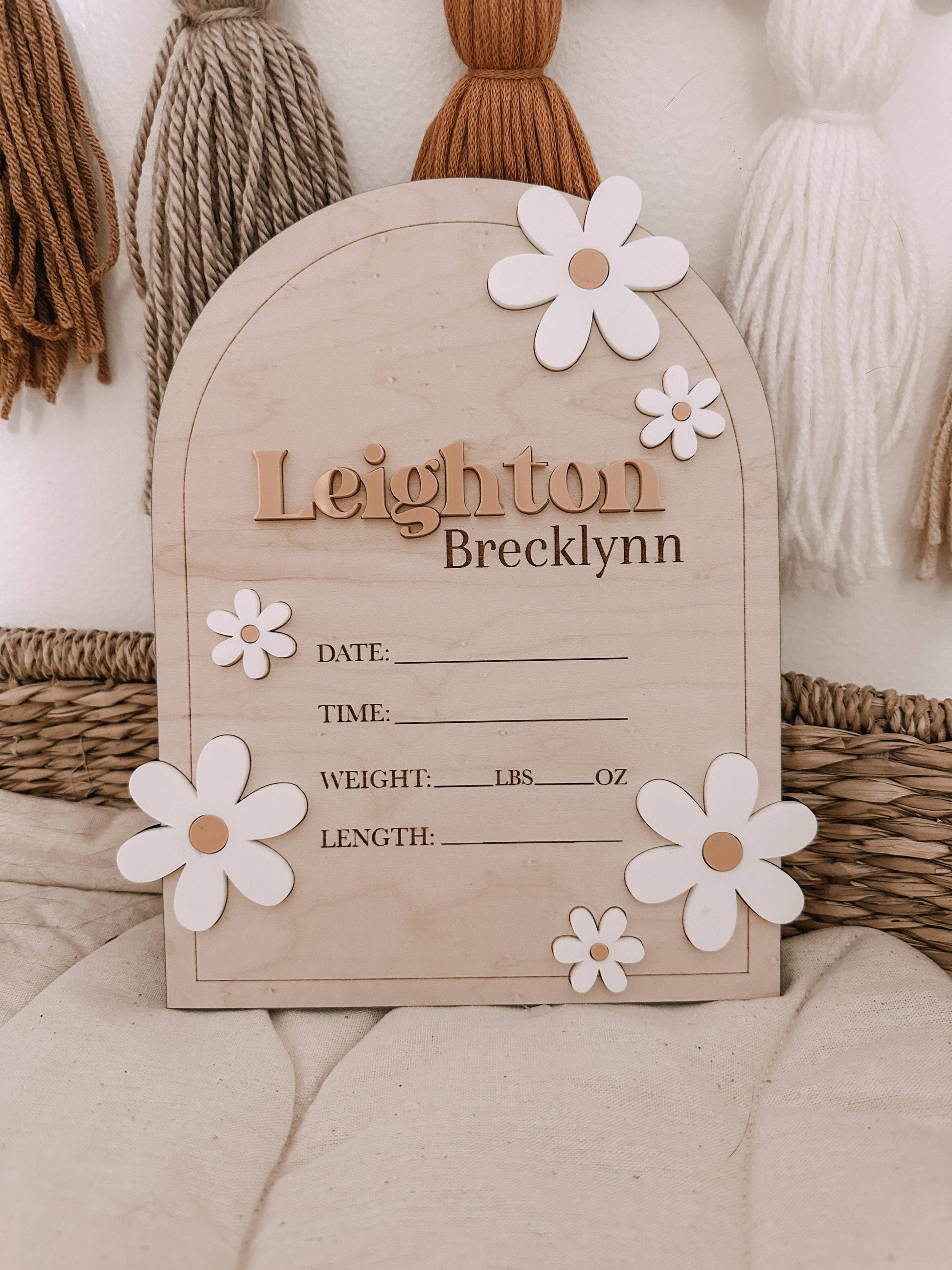 Newborn Baby Birth Announcement Sign - Nursery Decor