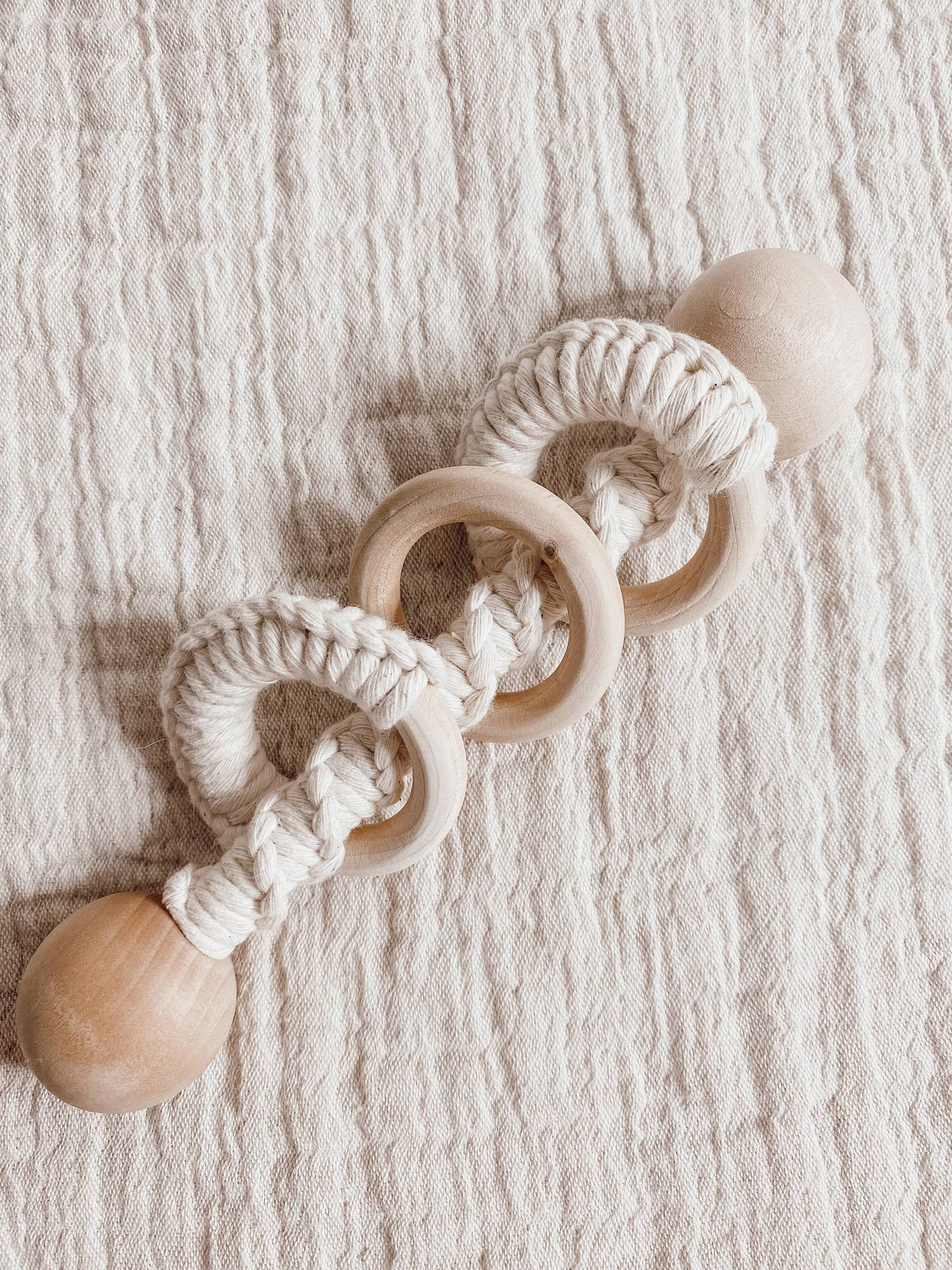 Macrame Wood Baby Rattle