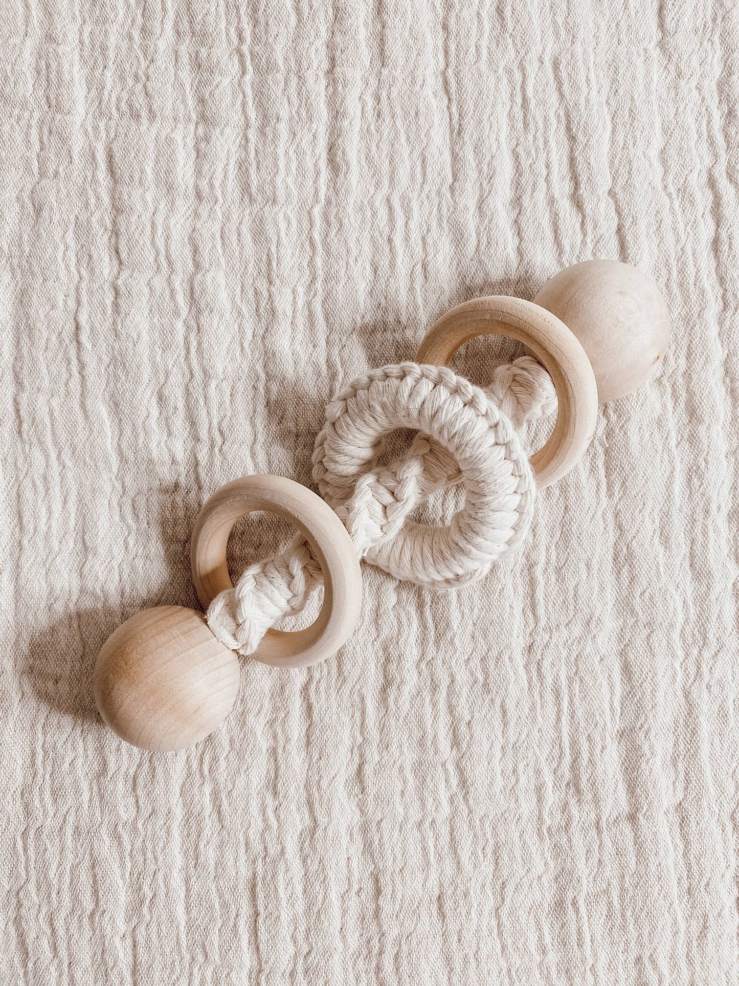 Macrame Wood Baby Rattle