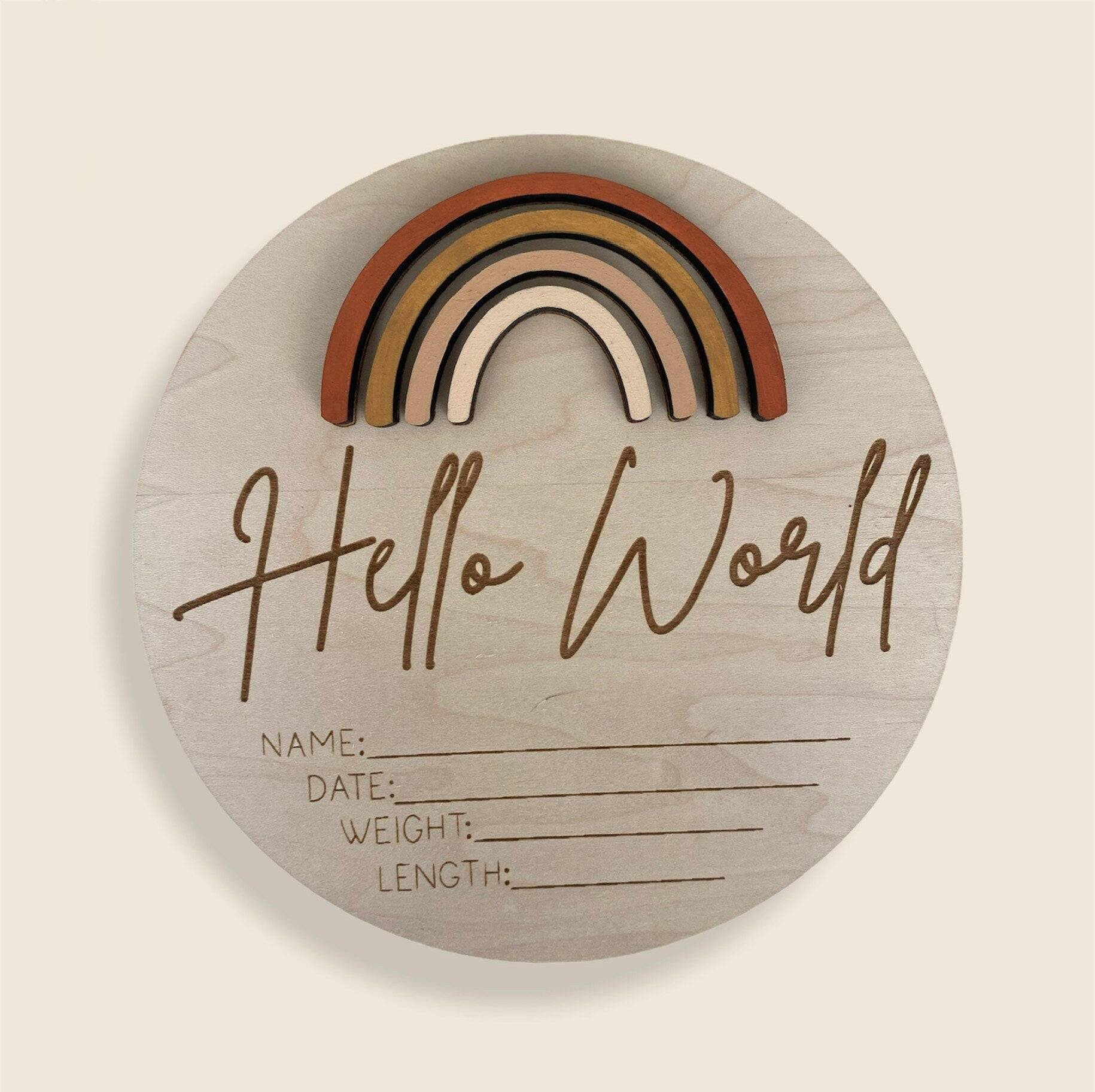 Rainbow Hello World Sign - Nursery Decor - Name Sign