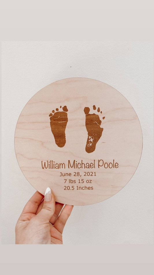 Baby Footprint Sign - Nursery Decor - Custom Baby Sign