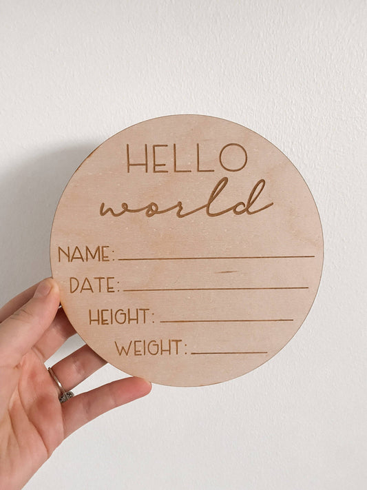 Hello World Name Sign - Nursery Decor - Name Announcement