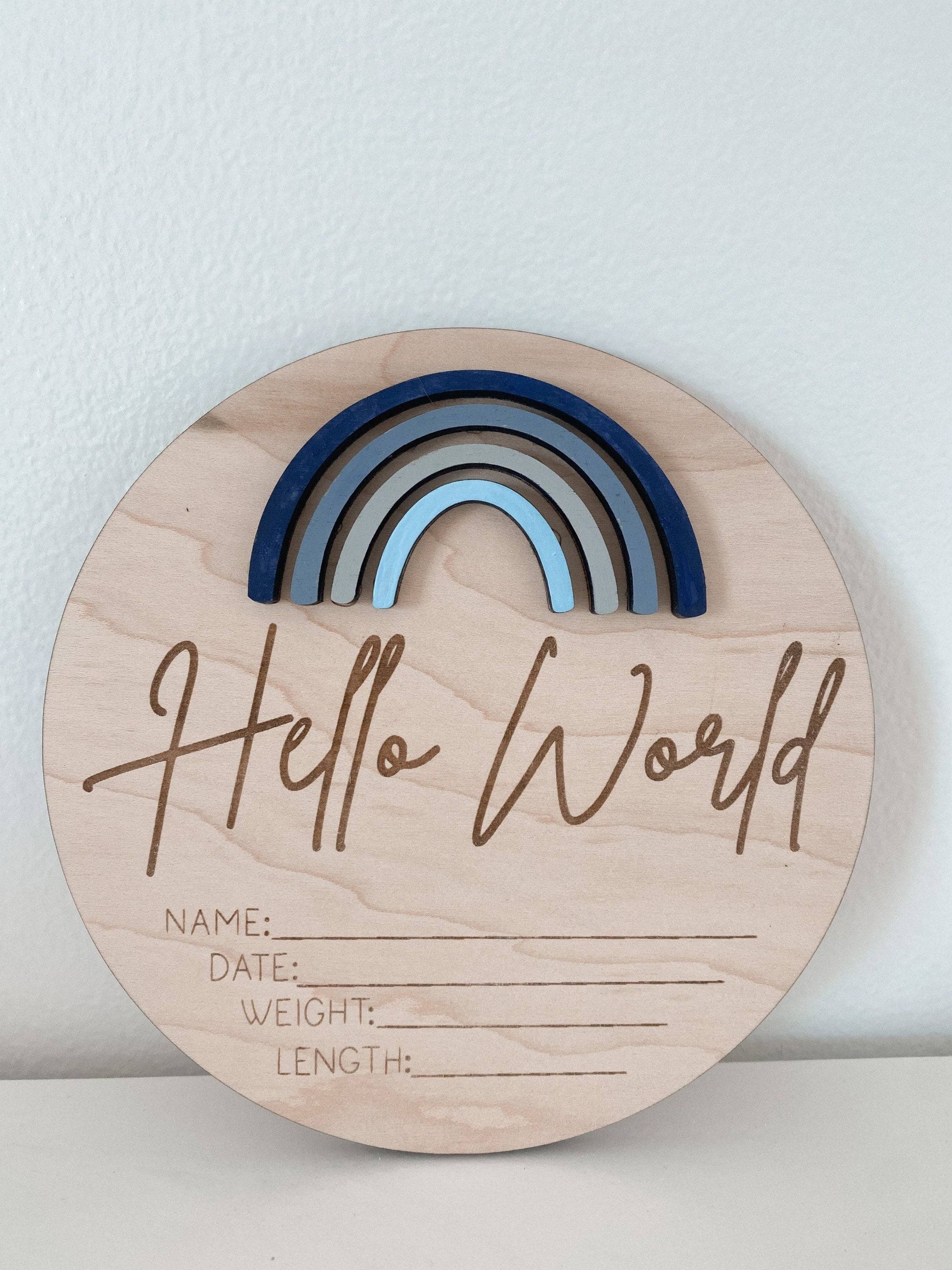 Rainbow Hello World Sign - Nursery Decor - Name Sign