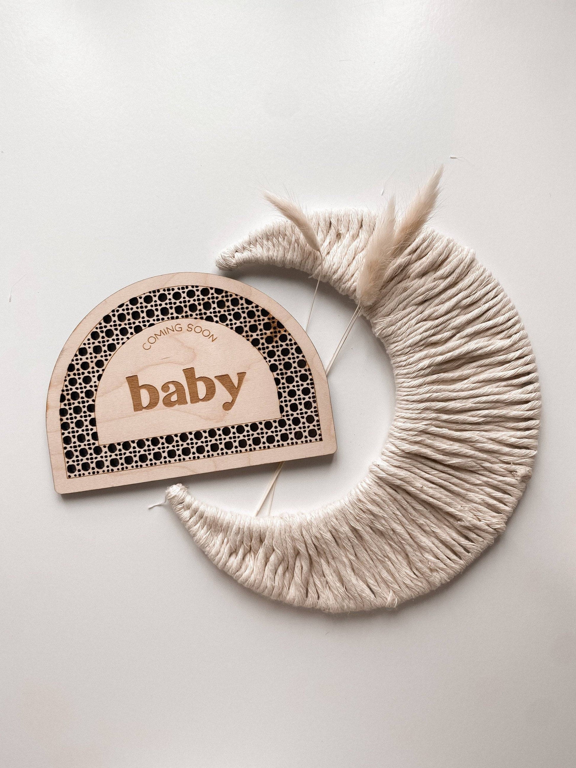 Coming Soon Baby Announcement - Nursery Decor - Arch Faux Cane Sign