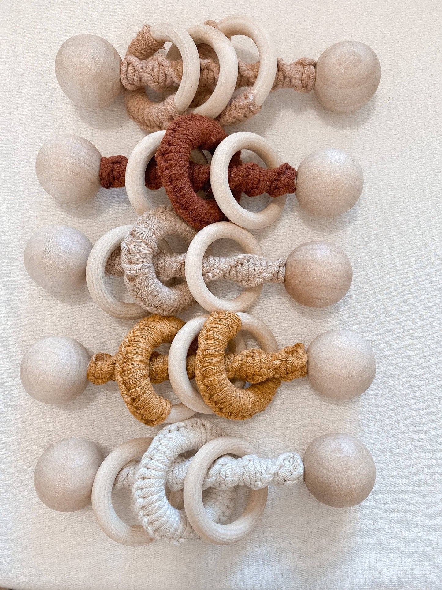 Macrame Wood Baby Rattle