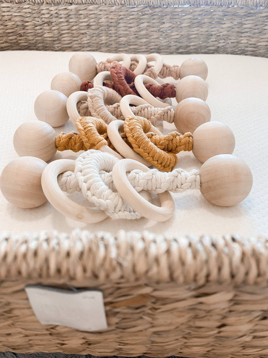 Macrame Wood Baby Rattle