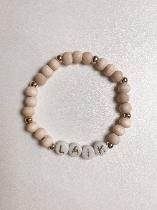 Personalized Wood bead bracelets